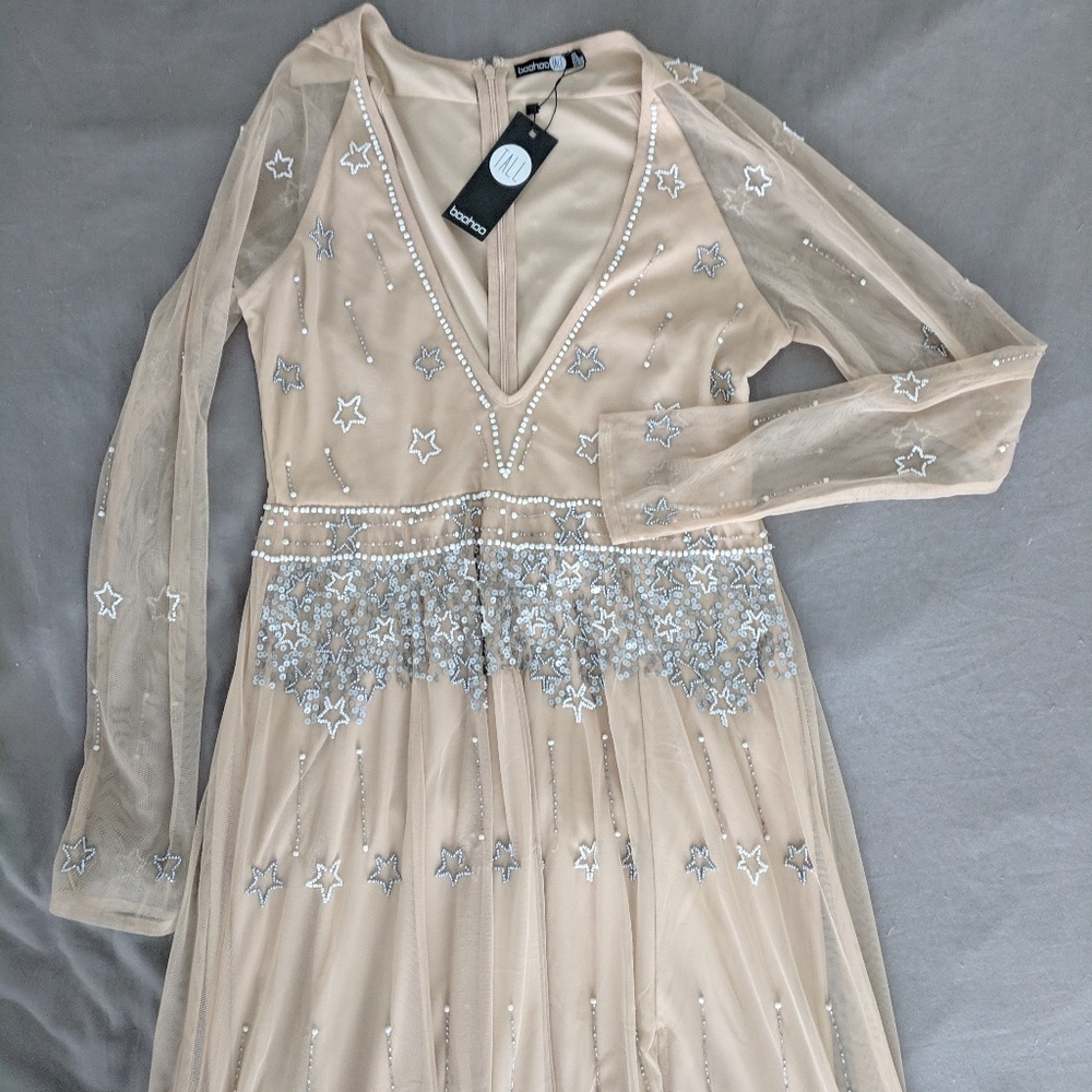 Boohoo Tall Beaded Evening Gown